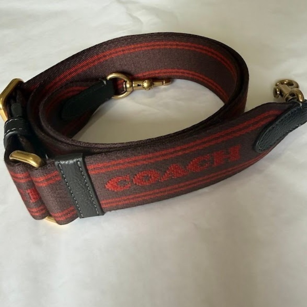 Coach Brown and Red Logo Strap - Picture 2 of 3